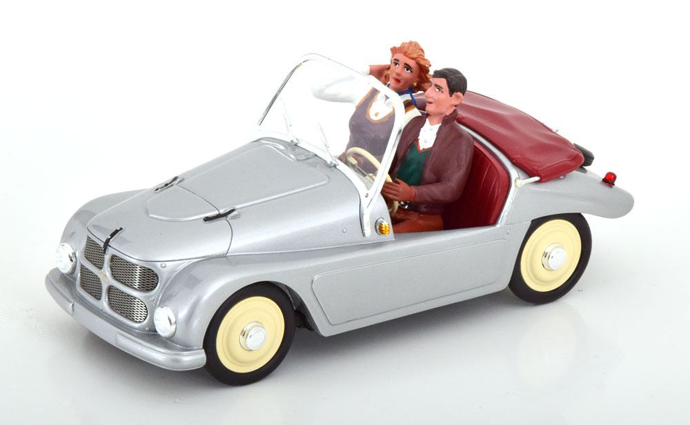 KLEINSCHNITTGER F 125 WITH FIGURINES 1953 SILVER DARKRED