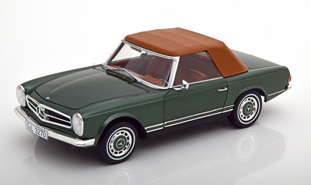 MERCEDES 280 SL W113 WITH REMOVABLE SOFTTOP 1963-1971 GREEN METALLIC/BROWN