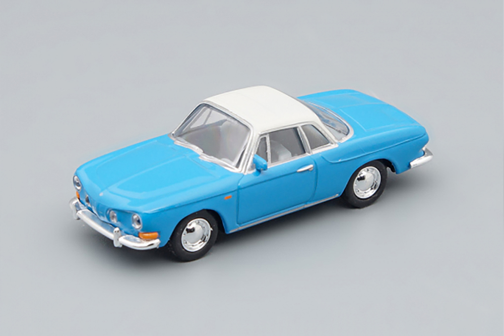 VW VOLKSWAGEN KARMANN GHIA 1600 (TYP 34), LIGHTBLUE / WHITE (ДЛИНА МОДЕЛИ 3-5 СМ)