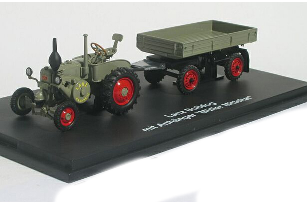 LANZ BULLDOG WITH TRAILER GREYGREEN