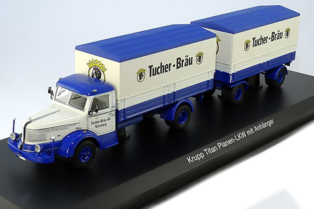 KRUPP TITAN PLANE MIT ANHÄNGER TUCHER-BRAEU BLUE WHITE