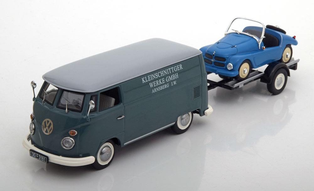 VW T1 KASTENWAGEN KLEINSCHNITTGER INKL TRAILER GRAUBLAU
