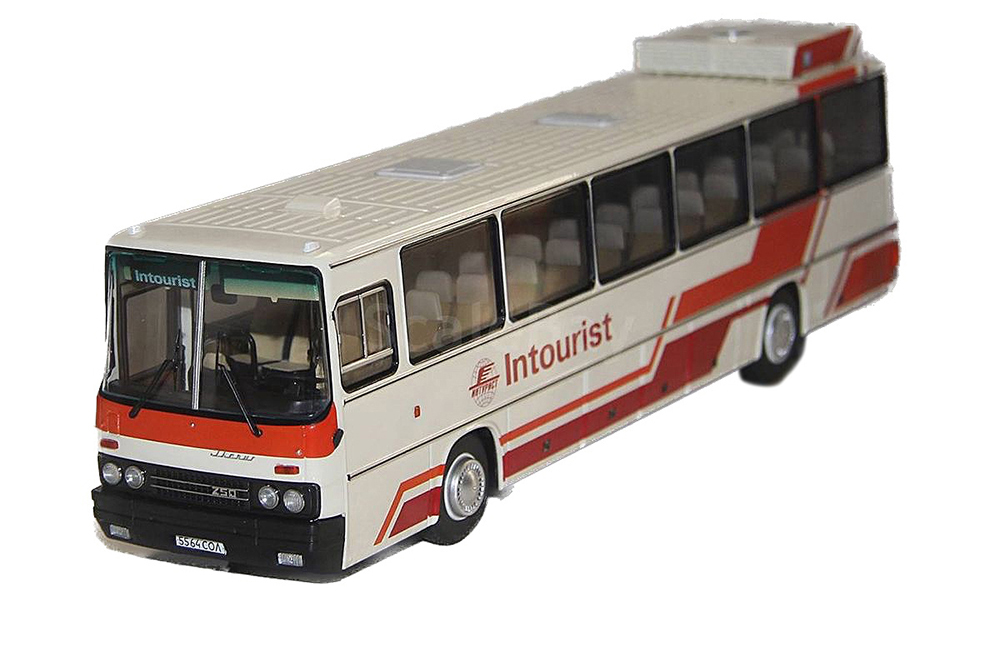 IKARUS INTURIST / ИКАРУС 250.70 ИНТУРИСТ (С ЭБЛЕМОЙ) БЕЖЕВЫЙ С КРАСНЫМИ ПОЛОСКАМИ КЛУБНИЧНЫЙ 1969-1996
