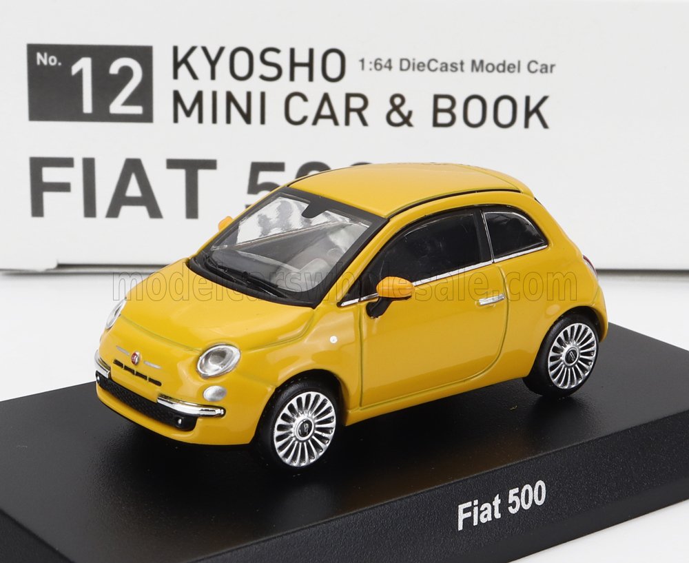 FIAT NUOVA 500 2007 С КНИГОЙ, ЖЕЛТЫЙ (ДЛИНА МОДЕЛИ 6-10 СМ)