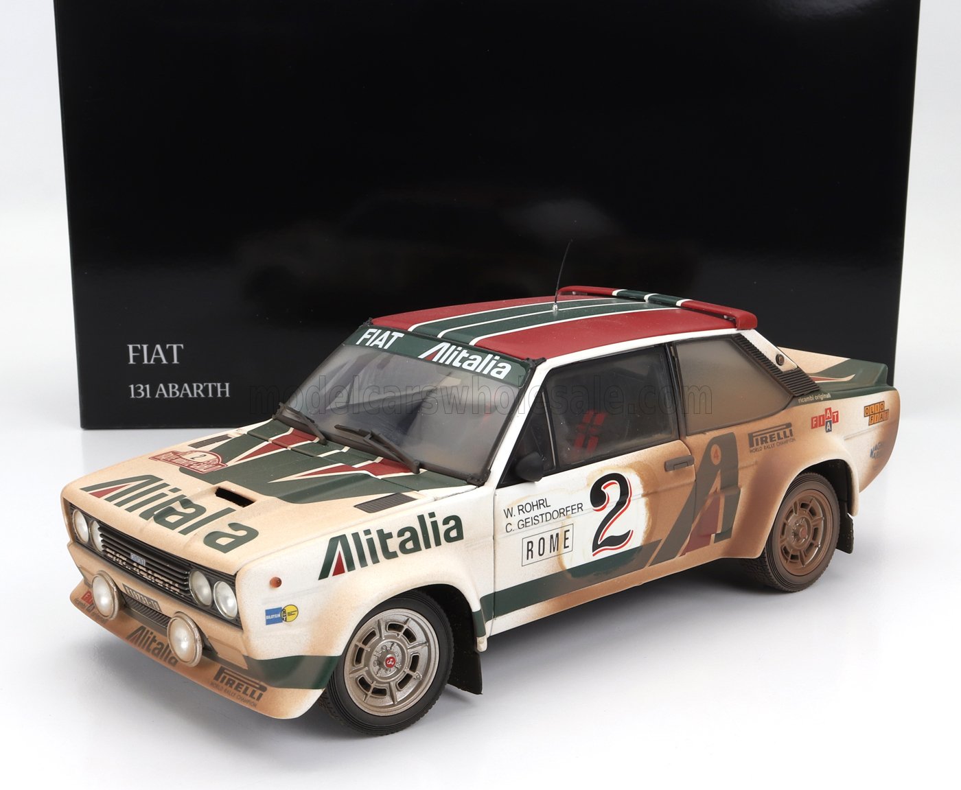FIAT 131 ABARTH ALITALIA DIRTY AND NIGHT VERSION N2 4TH RALLY MONTECARLO 1978 WALTER ROHRL - CHRISTIAN GEISTDORFER, WHITE GREEN RED