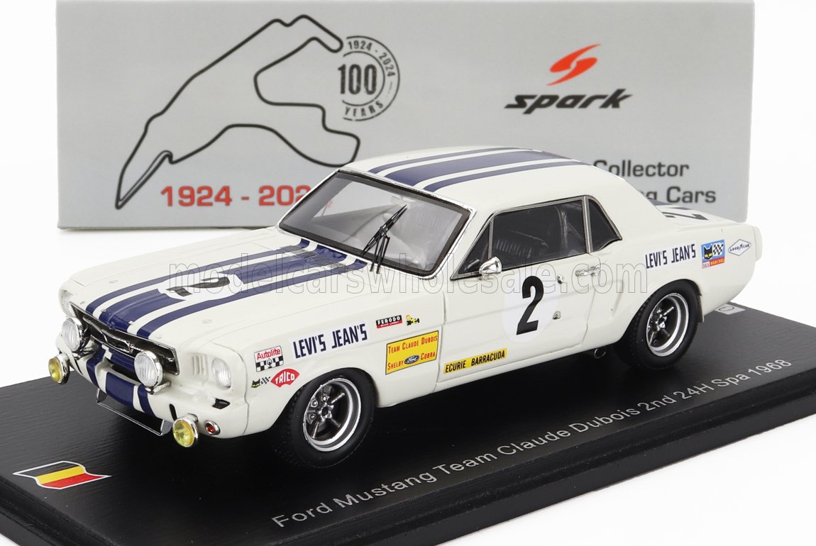 FORD MUSTANG TEAM CLAUDE DUBOIS #2 2ND 24H SPA (1968) YVES DEPREZ - LEON DERNIER (ELDE), WHITE