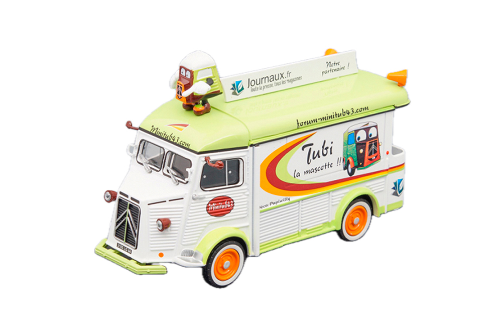 CITROEN TYPE H PUBLICITAIRE MINITUB JOURNAUX, WHITE/GREEN (БЕЗ УПАКОВКИ)