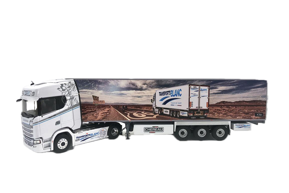 SCANIA S500 C ПОЛУПРИЦЕПОМ-РЕФРИЖЕРАТОРОМ THERMO KING "TRANSPORTS BLANC ROUTE 66" 2024