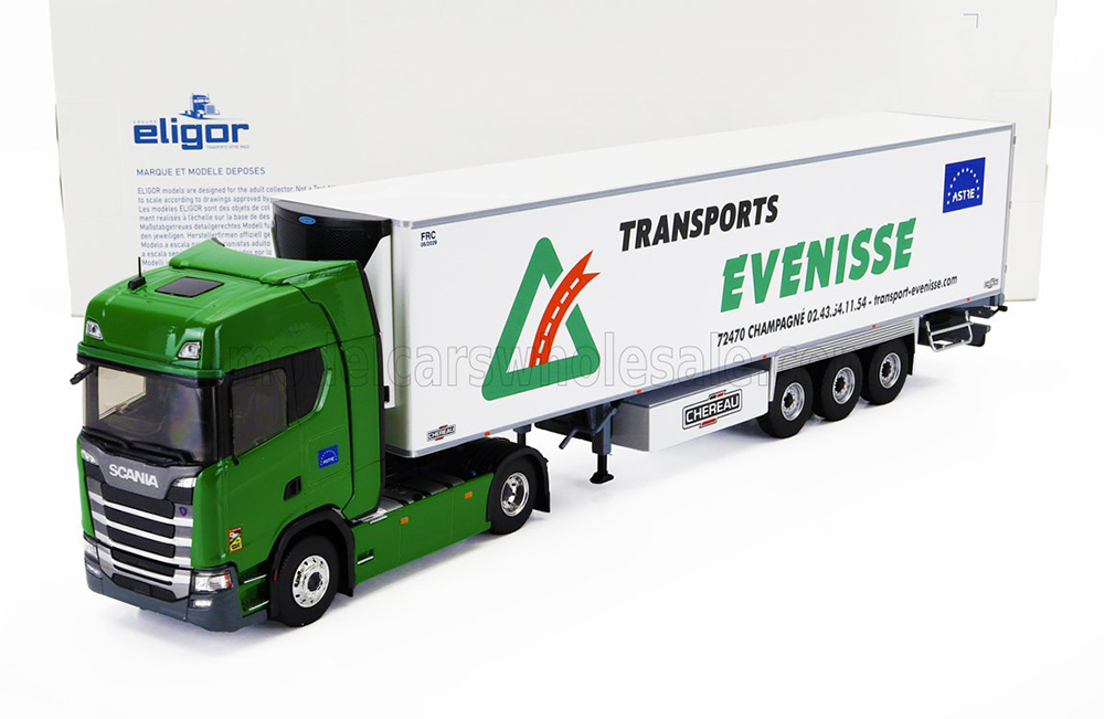 SCANIA S500 TRUCK SEMI-FRIGO EVENISSE TRANSPORTS 2020, GREEN WHITE