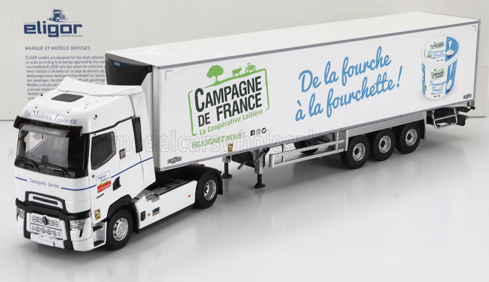 RENAULT T-LINE HIGH TRUCK SEMI-FRIGO CAMPAGNE DE FRANCE TRANSPORTS 2023, WHITE