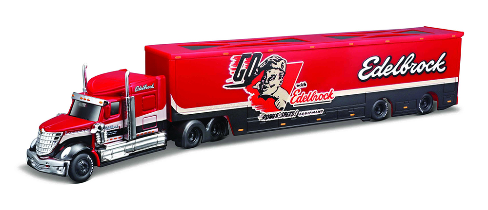 MACK ANTHEM TRUCK EDELBROCK CAR TRANSPORTER 2020, RED BLACK (ДЛИНА ПРИМЕРНО 25 СМ)