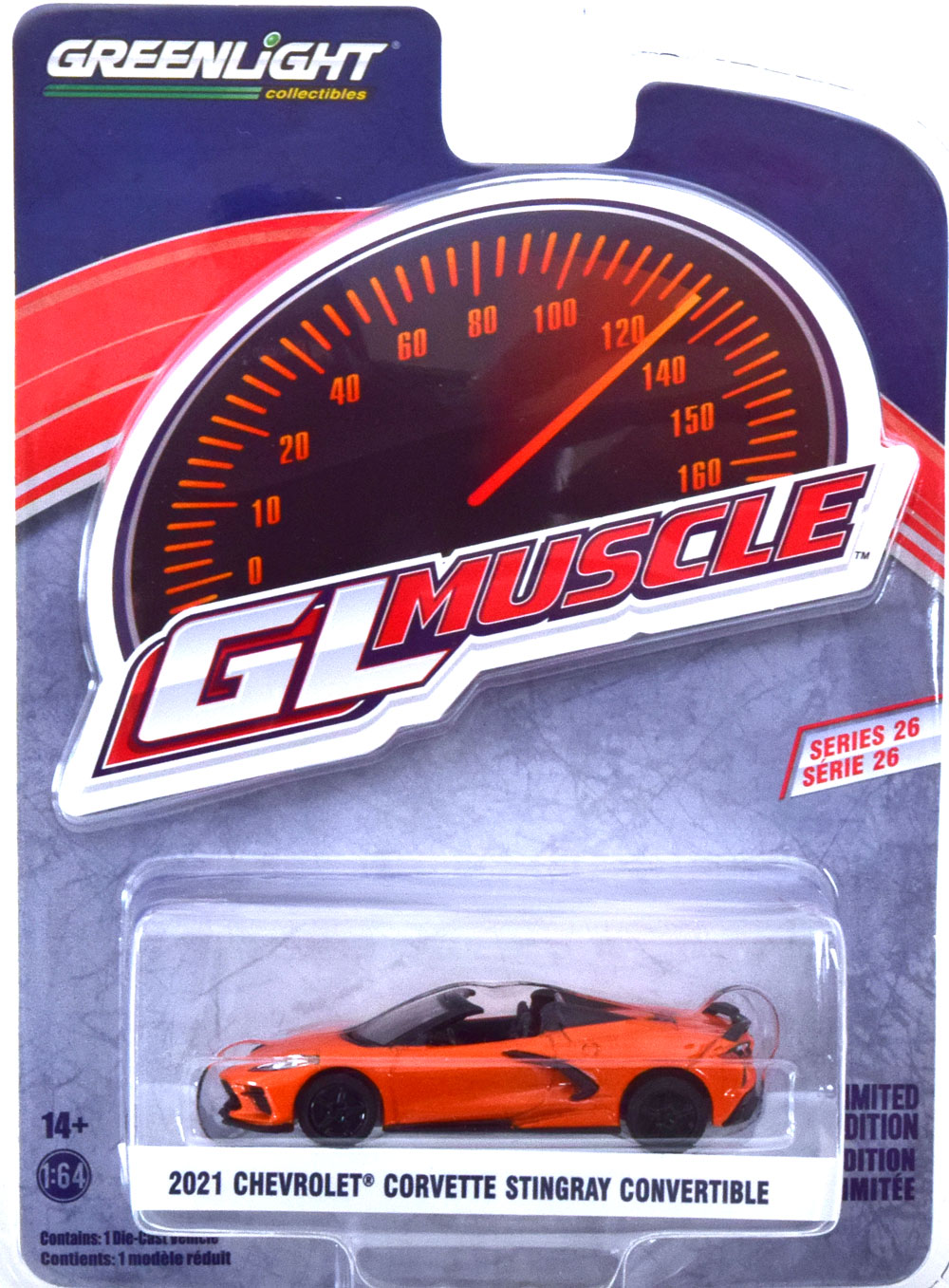 CHEVROLET CORVETTE C8 STINGRAY CONVERTIBLE 2021 ORANGE (ДЛИНА МОДЕЛИ 6-10 СМ)