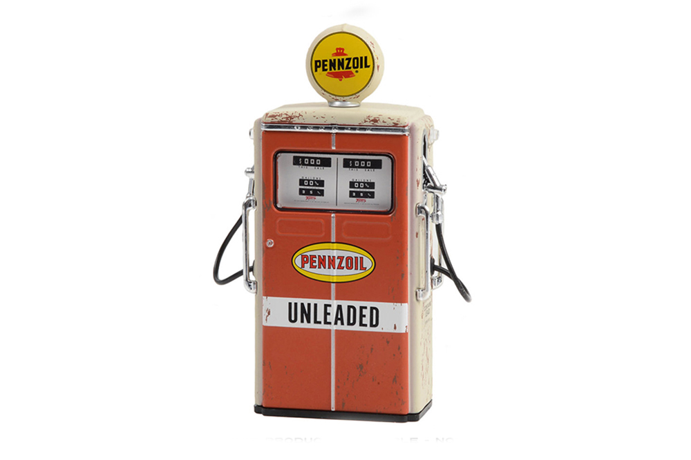 НАБОР БЕНЗОКОЛОНКА TOKHEIM 350 TWIN GAS PUMP "PENNZOIL UNLEADED" 1954