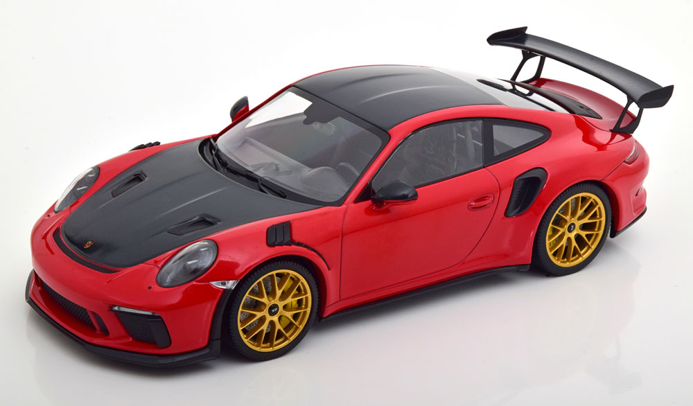 PORSCHE 911 (991 II) GT3 RS WEISSACH PACKAGE WITH GOLD RIMS 2019 RED BLACK