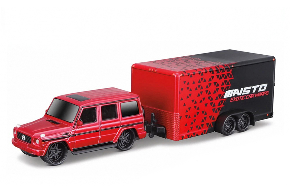 MERCEDES-BENZ G-CLASS WITH MAISTO TRAILER (2018), RED (ДЛИНА ПРИМЕРНО 25 СМ)
