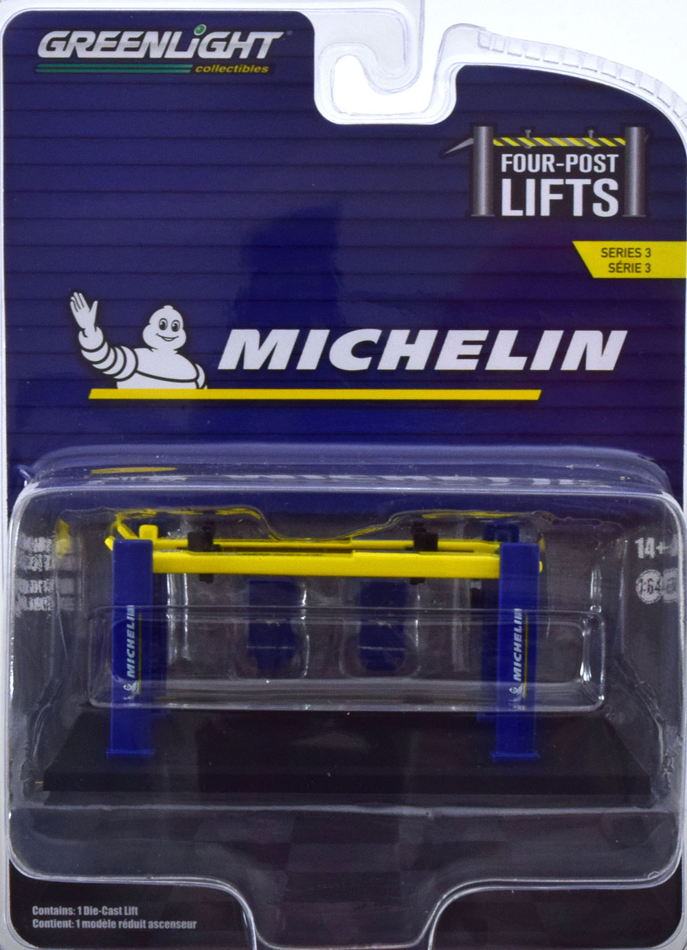 GARAGE MICHELIN HEBEBÜHNE BLUE YELLOW / ПОДЪЕМНИК (ДЛИНА МОДЕЛИ 6-10 СМ)