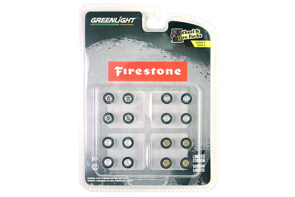 WHEELS НАБОР "WHEEL & TIRE PACKS SERIES 8" 4 КОМПЛЕКТА КОЛЕС FIRESTONE (ДЛИНА МОДЕЛИ 6-10 СМ)