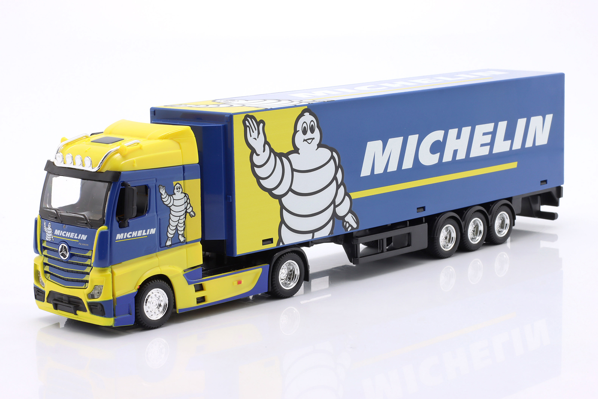 MERCEDES-BENZ ACTROS GIGASPACE WITH SEMI-TRAILER MICHELIN / МЕРСЕДЕС-БЕНЦ АКТРОС ГИГАСПАКЕ СЕМИ-ТРАЙЛЕР МИЧЕЛИН СИНИЙ ЖЕЛТЫЙ БЕЛЫЙ