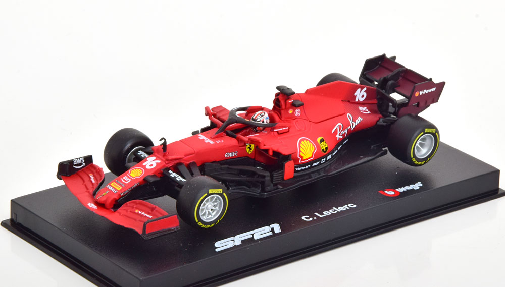 FERRARI SF21 SCUDERIA FERRARI #16 C ФИГУРКОЙ ПИЛОТА C.LECLERC FORMULA 1 2021 / ФЕРРАРИ СФ21 ЛЕКЛЕР