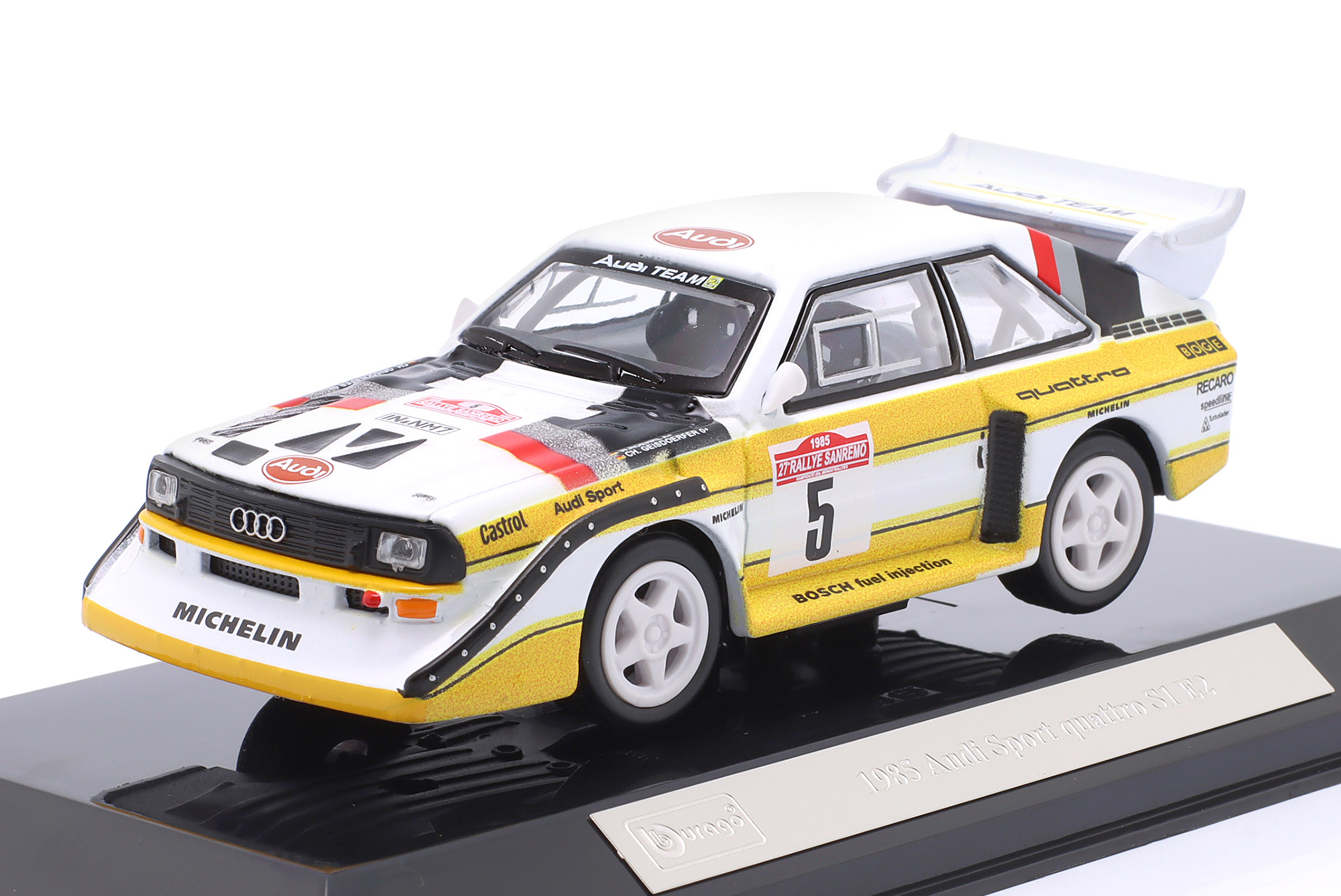 AUDI SPORT QUATTRO S1 E2 #5 WINNER RALLYE SANREMO 1985 RÖHRL, GEISTDÖRFER / АУДИ СПОРТ КВАТТРО S1 E2 ПОБЕДИТЕЛЬ РАЛЛИ САНРЕМО РЁРЛ ГАЙСТДЁРФЕР