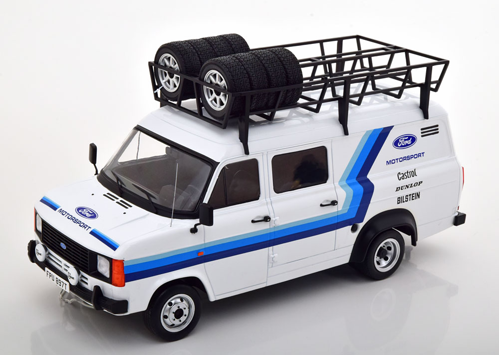 FORD TRANSIT BUS MK2 FORD MOTORSPORT 1985 WHITE BLUE