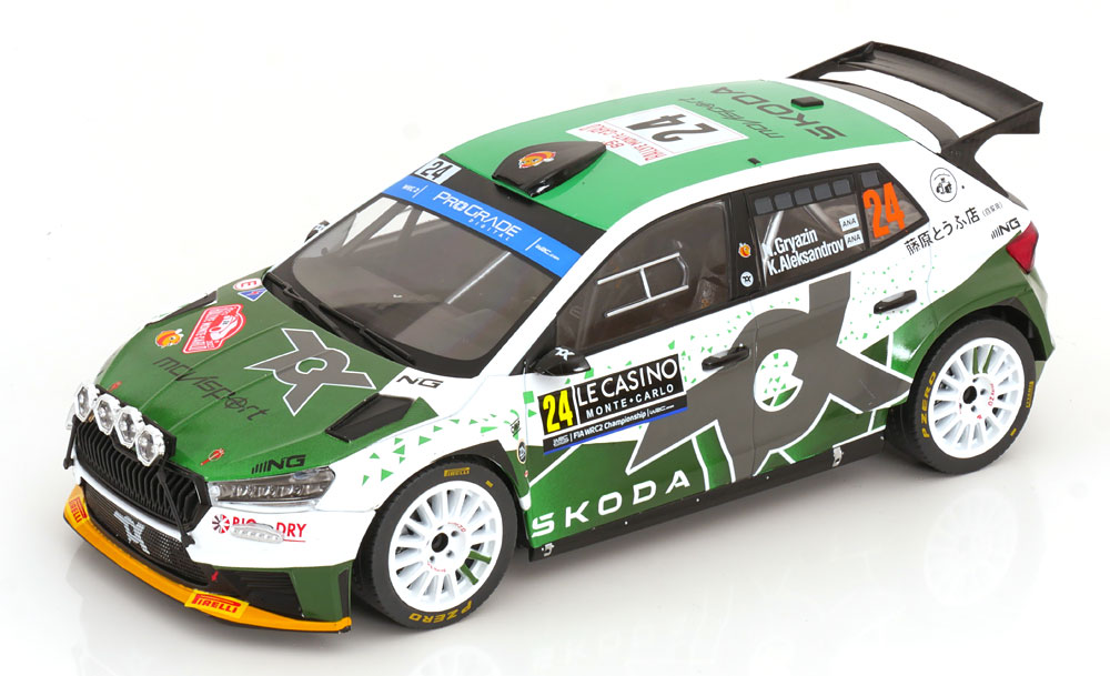 SKODA FABIA RALLY2 #24 "TOKSPORT WRT" ГРЯЗИН/АЛЕКСАНДРОВ 10 МЕСТО RALLY MONTE CARLO 2023