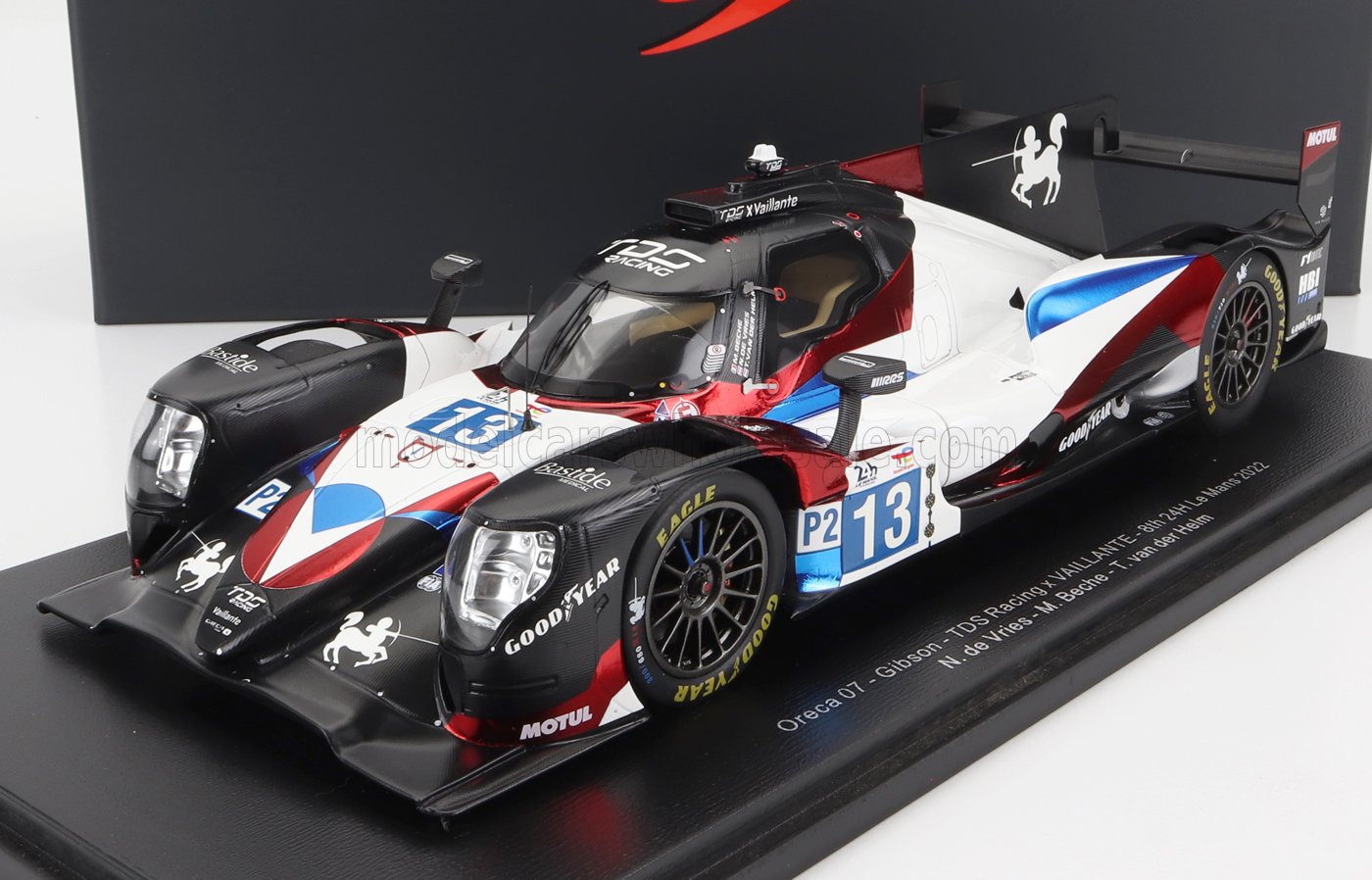 ORECA GIBSON 07 GK428 4.2L V8 TEAM TDS RACING #13 24H LE MANS (2022) N.DE VRIES - M.BECHE - T.VAN DER HELM - CON VETRINA - WITH SHOWCASE - SPECIAL BOX, WHITE BLACK