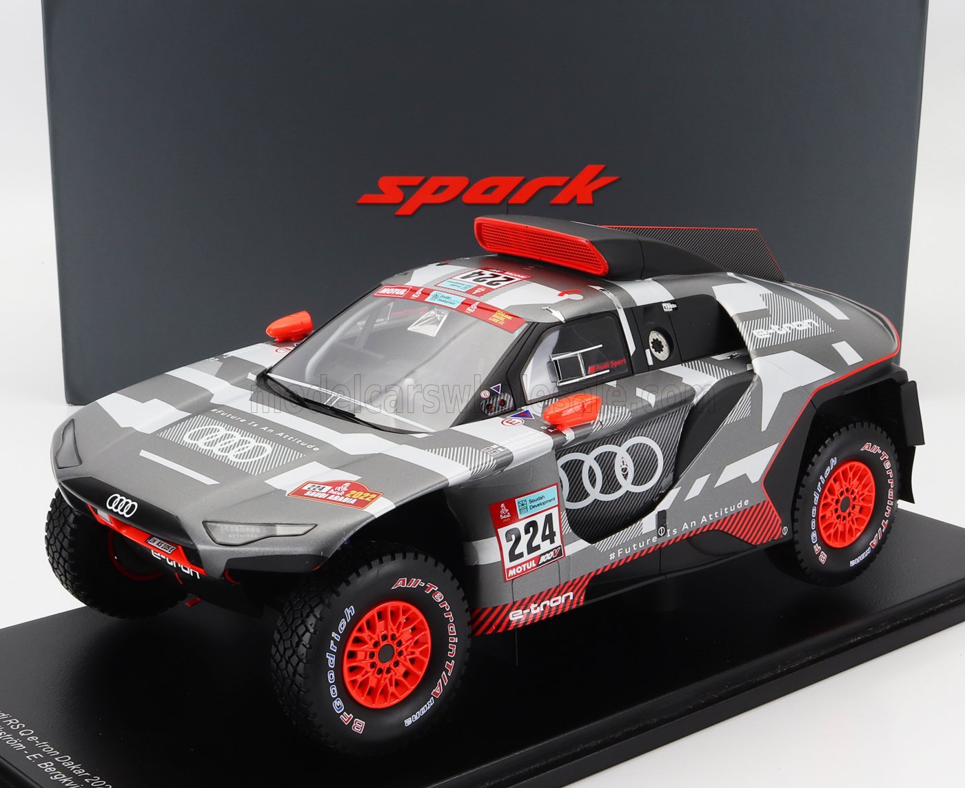 AUDI Q E-TRON RS TEAM AUDI SPORT N 224 RALLY DAKAR (2022) M.EKSTROM - E.BERGKVIST, GREY SILVER BLACK