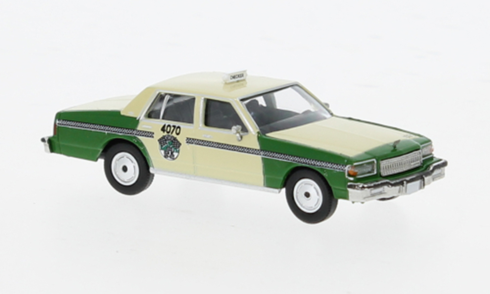 CHEVROLET CAPRICE CHICAGO CAB 1987, GREEN/BEIGE (ДЛИНА МОДЕЛИ 3-5 СМ)