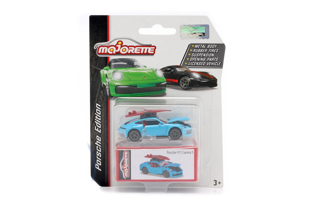 PORSCHE 911 S COUPE WITH SURFBOARD 2020 LIGHT BLUE (ДЛИНА МОДЕЛИ 6-10 СМ)