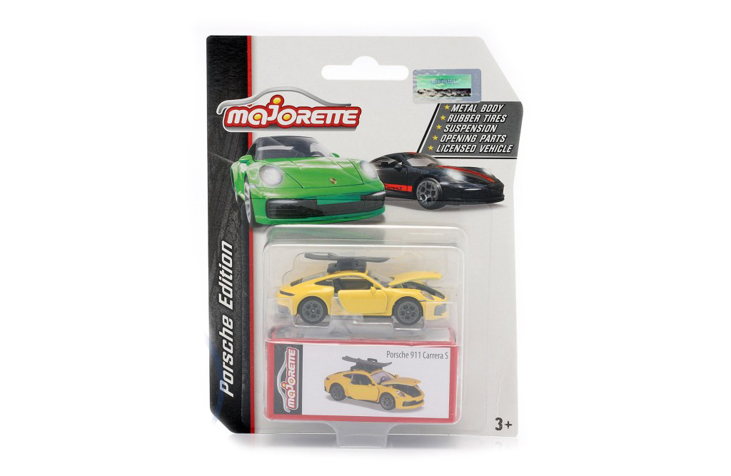 PORSCHE 911 CARRERA S COUPE WITH SKI 2020 YELLOW (ДЛИНА МОДЕЛИ 6-10 СМ)