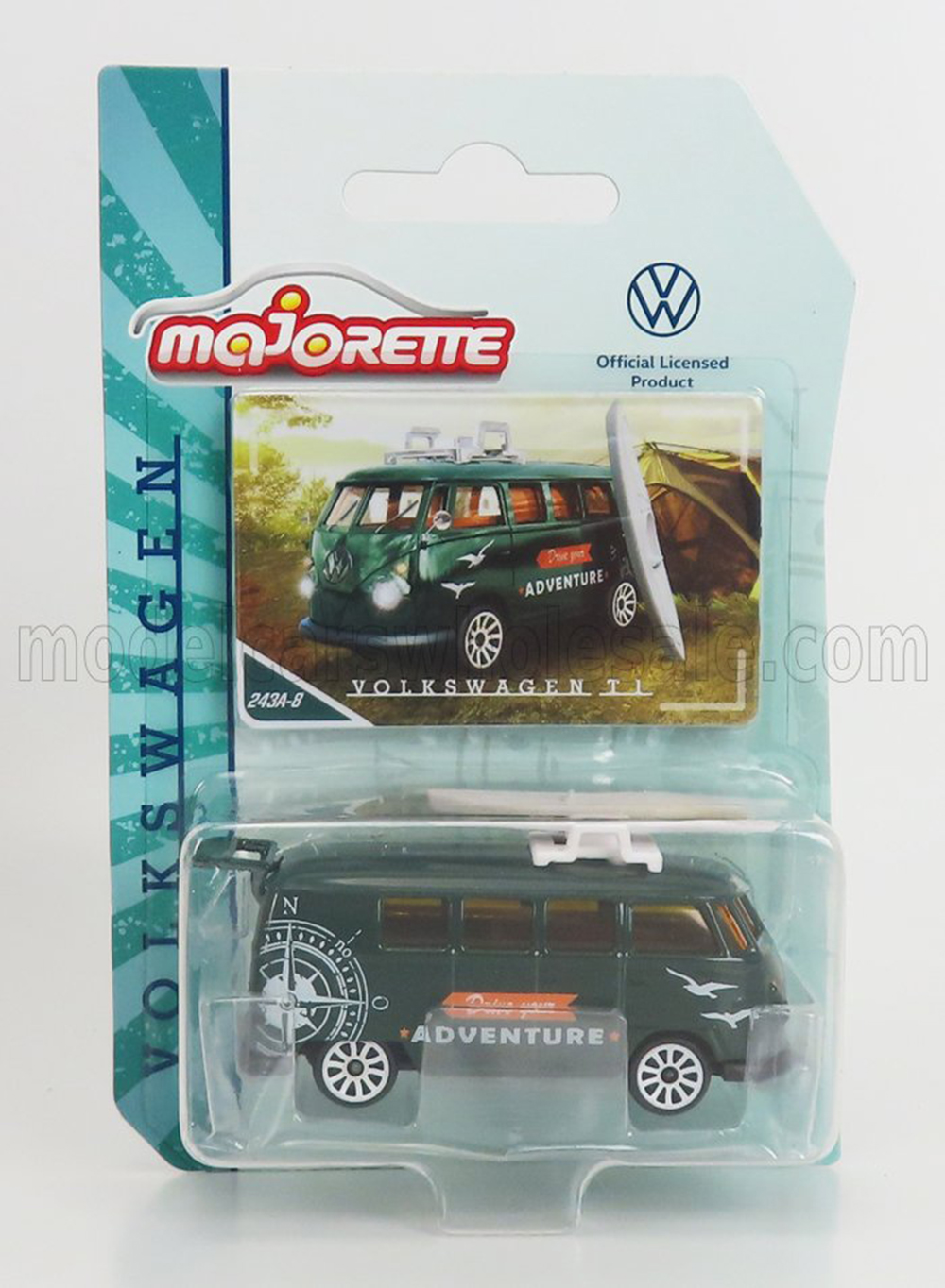 VW VOLKSWAGEN T1 MINIBUS 1962, GREEN (ДЛИНА МОДЕЛИ 6-10 СМ)