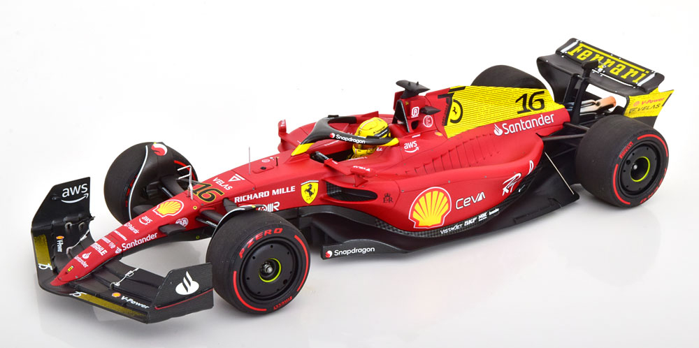 FERRARI F1-75 TEAM SCUDERIA FERRARI N 16 POLE POSITION AND 2ND MONZA ITALY GP (2022) CHARLES LECLERC, RED YELLOW