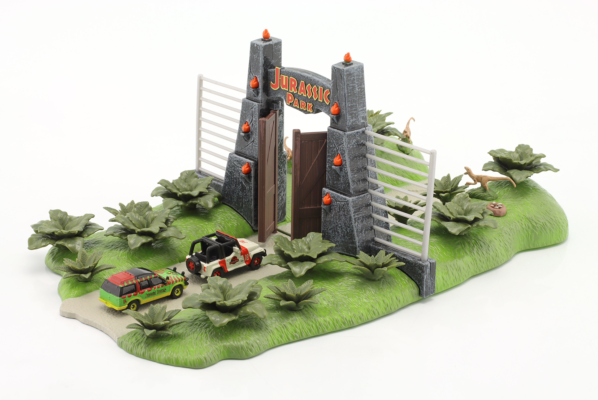JURASSIC PARK 30TH ANNIVERSARY NANO SCENE WITH 2 CARS JADA TOYS / ДЖУРАССИК ПАРК 30TH ЮБИЛЕЙНЫЙ НАНО СКЕНЕ 2 МОДЕЛЕЙ ДЖАДА ТОЙС