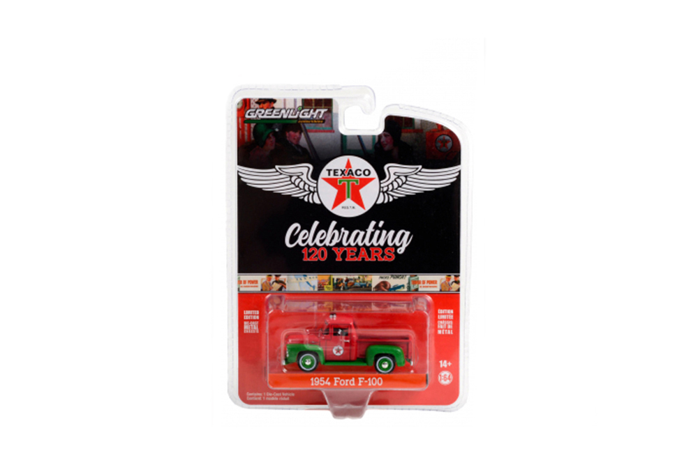 FORD F-100 "TEXACO CELEBRATING 120 YEARS" 1954 RED/GREEN (ДЛИНА МОДЕЛИ 6-10 СМ)