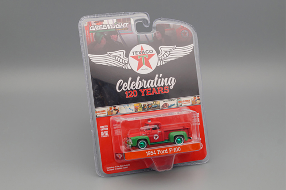 FORD F-100 "TEXACO CELEBRATING 120 YEARS" 1954 RED/GREEN (GREENLIGHT!!!) (ДЛИНА МОДЕЛИ 6-10 СМ)