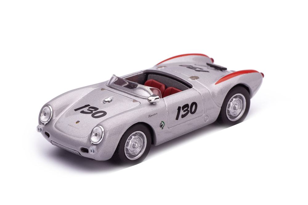PORSCHE 550 SPYDER 1955 #130 СЕРЕБРИСТЫЙ МЕТАЛЛИК С КРАСНЫМ