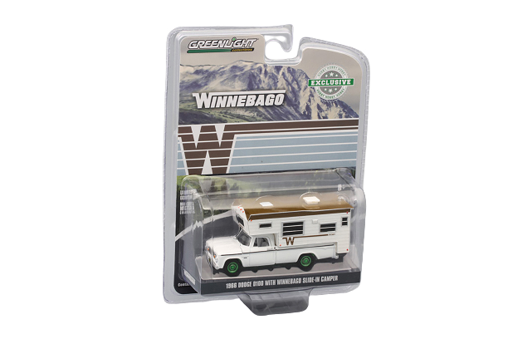 DODGE D-100 WITH WINNEBAGO SLIDE-IN CAMPER 1966 (GREENLIGHT!!!) (ДЛИНА МОДЕЛИ 6-10 СМ)