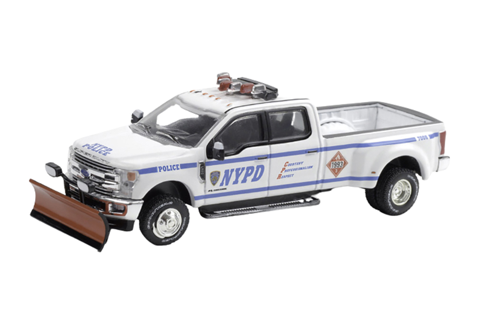 FORD F-350 DUALLY NEW YORK CITY POLICE DEPARTMENT (NYPD) WITH SNOW PLOW (СНЕГОУБОРОЧНАЯ) 2019 (ДЛИНА МОДЕЛИ 6-10 СМ)