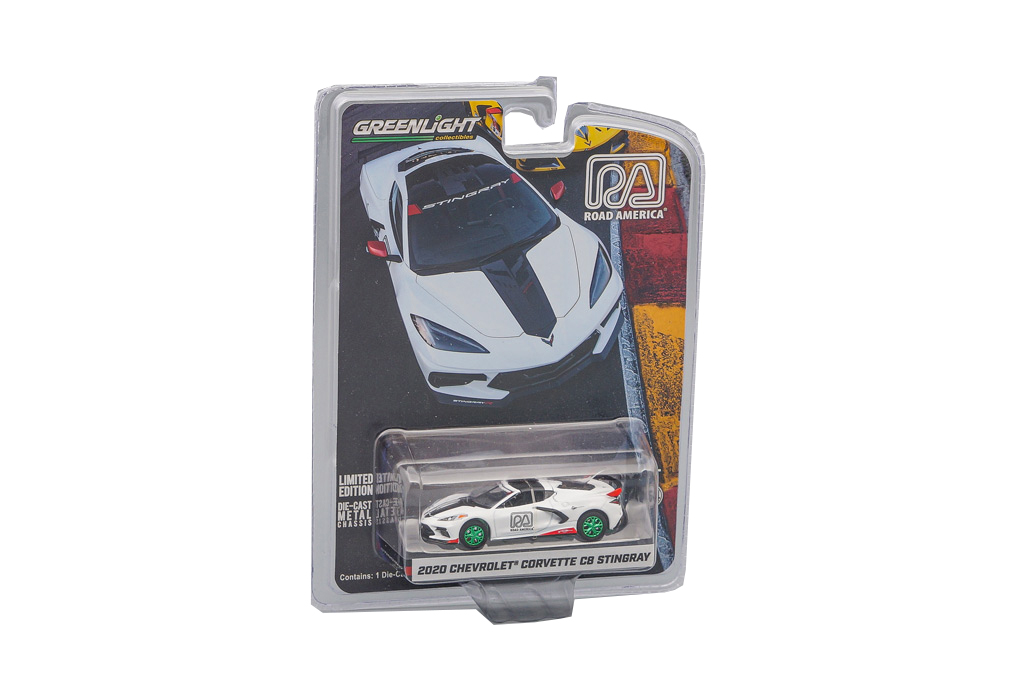 CHEVROLET CORVETTE C8 STINGRAY COUPE ROAD AMERICA OFFICIAL PACE CAR 2020 (GREENLIGHT!) (ДЛИНА МОДЕЛИ 6-10 СМ)
