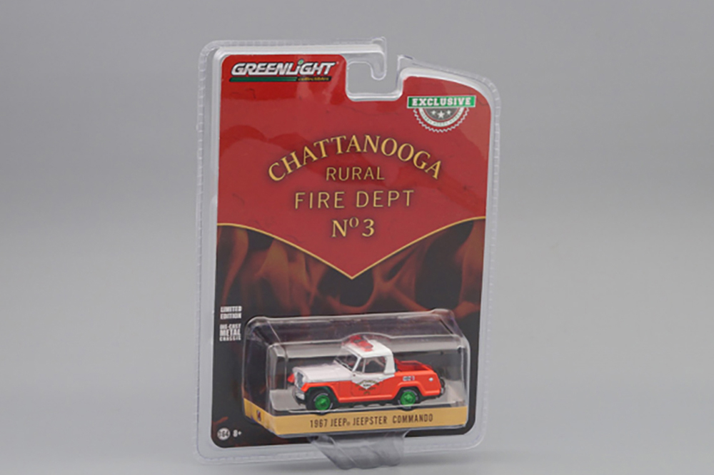 JEEP JEEPSTER COMMANDO "CHATTANOOGA RURAL FIRE DEPARTMENT NO.3" 1967 (GREENLIGHT!) (ДЛИНА МОДЕЛИ 6-10 СМ)