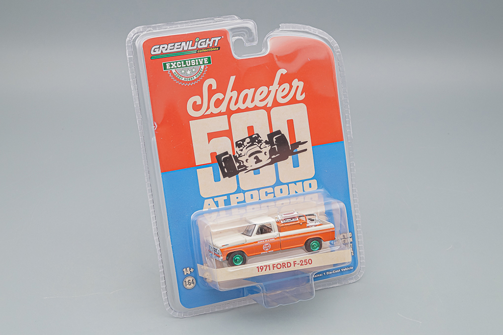 FORD F-250 ПИКАП С ПОЖАРНЫМ ОБОРУДОВАНИЕМ "SCHAEFER 500 OFFICIAL TRUCK" 1971 (ДЛИНА МОДЕЛИ 6-10 СМ)