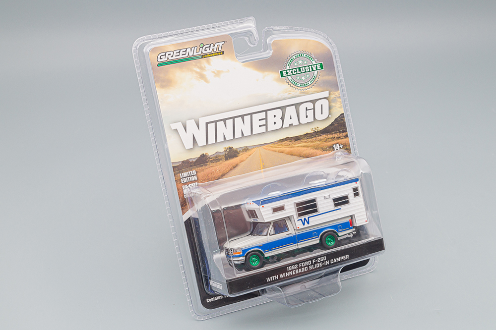 FORD F-250 LONG BED WINNEBAGO CAMPER 1992 MEDIUM SILVER/BRIGHT REGATTA BLUE METALLIC (ДЛИНА МОДЕЛИ 6-10 СМ)