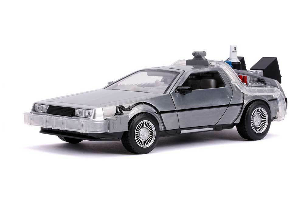 DELOREAN TIME MACHINE BACK TO THE FUTURE II 1989 SILVER | DELOREAN НАЗАД В БУДУЩЕЕ 2 (С ПОДСВЕТКОЙ)