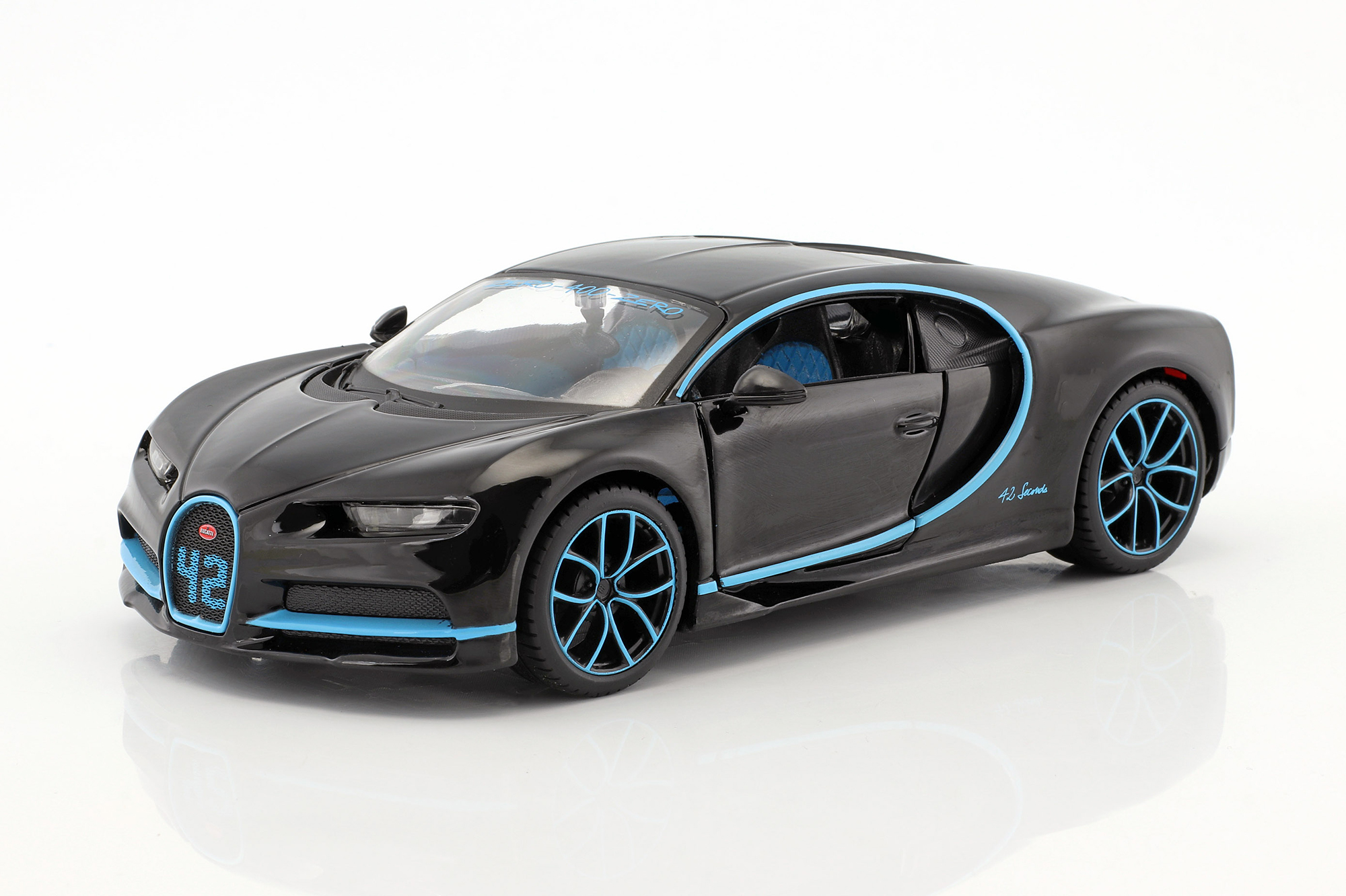 BUGATTI CHIRON WORLD RECORD CAR #42 J.-P. MONTOYA BLACK / БУГАТТИ ШИРОН РЕКОРДНЫЙ АВТОМОБИЛЬ №42 Х.-П. МОНТОЙЯ ЧЕРНЫЙ