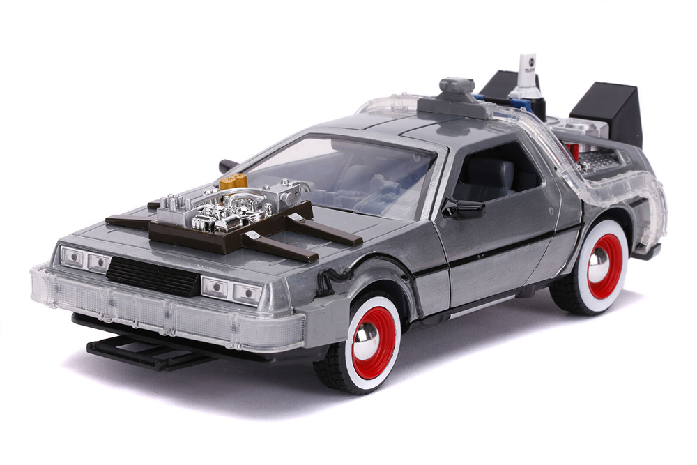 DELOREAN TIME MACHINE BACK TO THE FUTURE III 1990 SILVER | DELOREAN НАЗАД В БУДУЩЕЕ 3 (С ПОДСВЕТКОЙ)