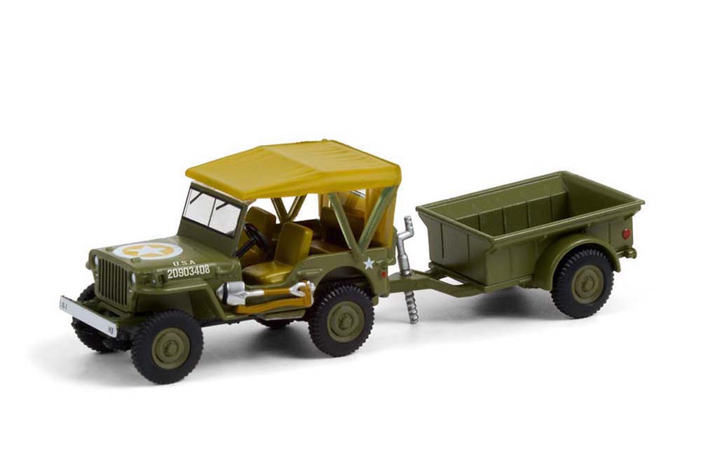 JEEP WILLYS 4X4 С ПРИЦЕПОМ 1/4 TON 1943 (ДЛИНА МОДЕЛИ 6-10 СМ)