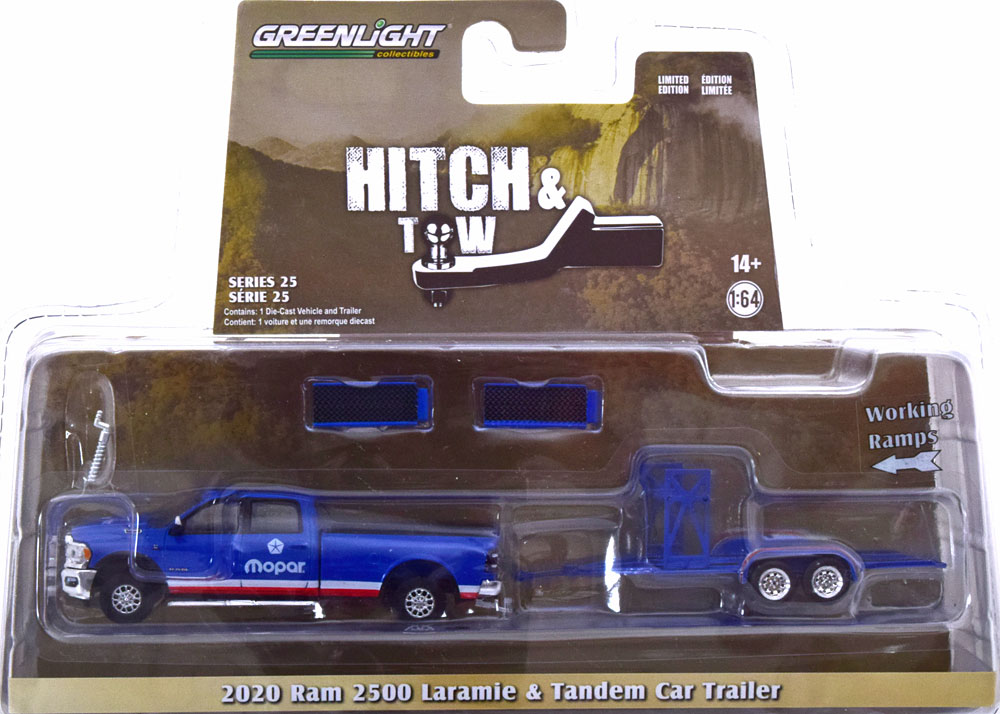 DODGE RAM 2500 WITH TANDEM CAR TRAILER MOPAR (ДЛИНА МОДЕЛИ 6-10 СМ)