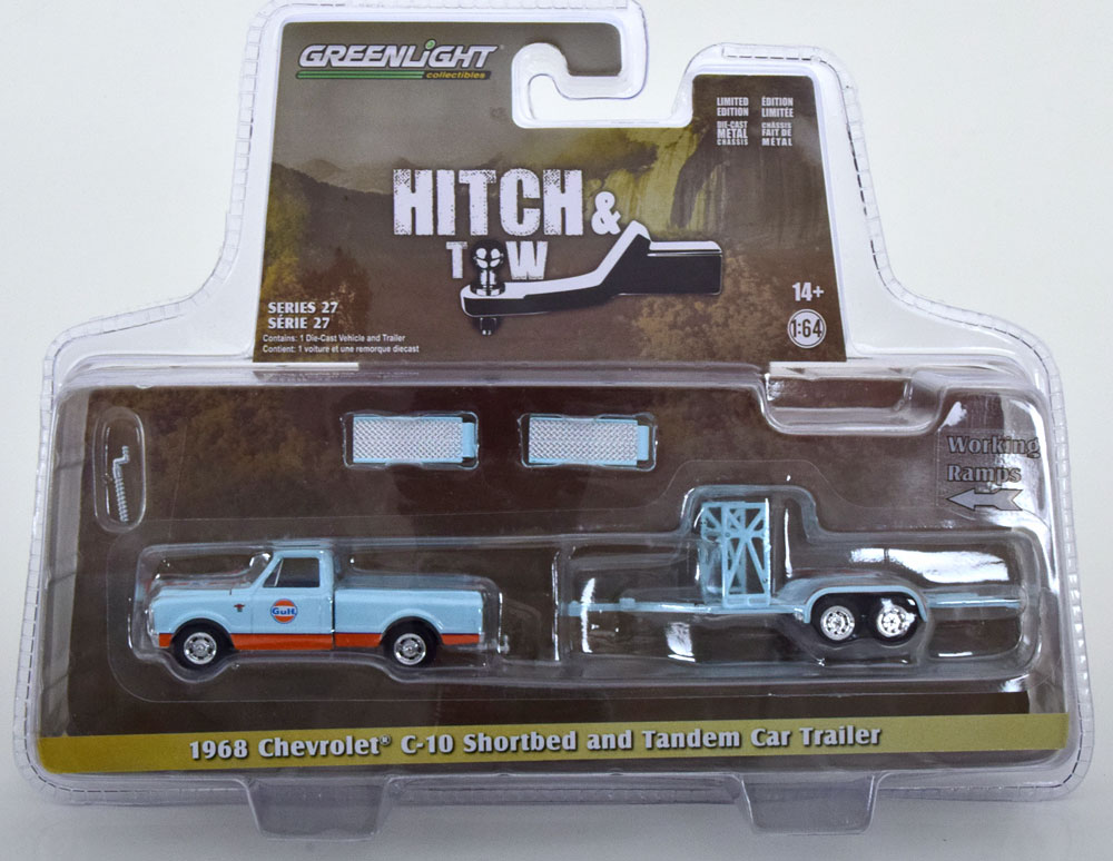 CHEVROLET GULF SET CHEVROLET C-10 WITH TRAILER LIGHTBLUE ORANGE (ДЛИНА МОДЕЛИ 6-10 СМ)