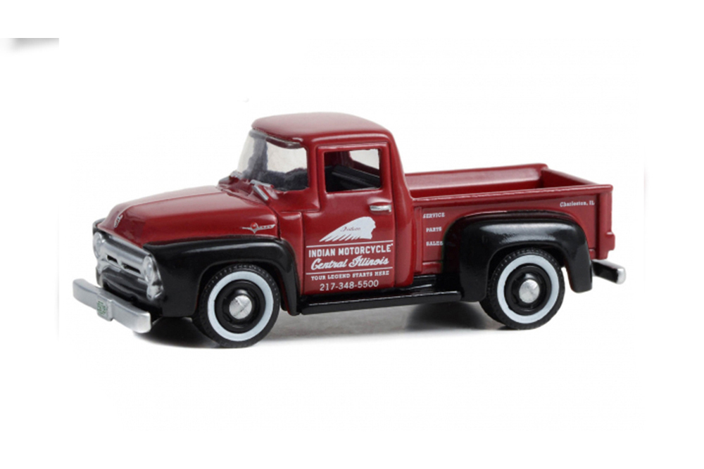 FORD F-100 "INDIAN MOTORCYCLE SERVICE" 1956 RED/BLACK (ДЛИНА МОДЕЛИ 6-10 СМ)